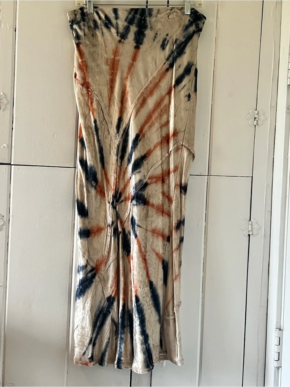 Free People Tie-Dye Maxi Skirt in Cream, Black, Rust